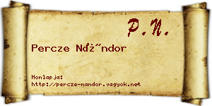 Percze Nándor névjegykártya